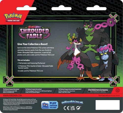 Pokémon TCG Shrouded Fable 3 Pack Blister: Pecharunt